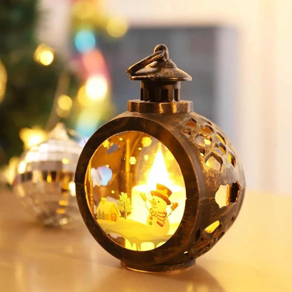 Retro Christmas LED Lantern Lights - Indoor & Outdoor Hanging Decorations for Festive Ambiance