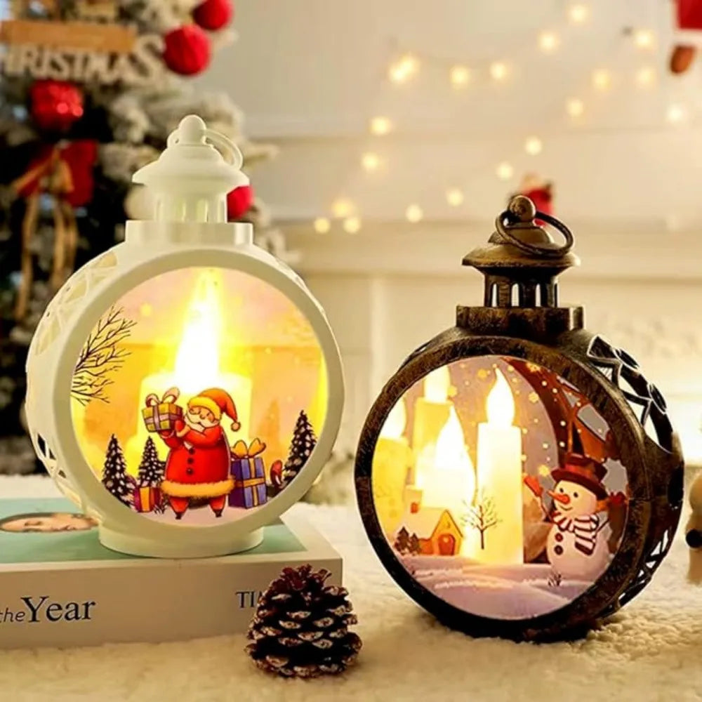 Retro Christmas LED Lantern Lights - Indoor & Outdoor Hanging Decorations for Festive Ambiance