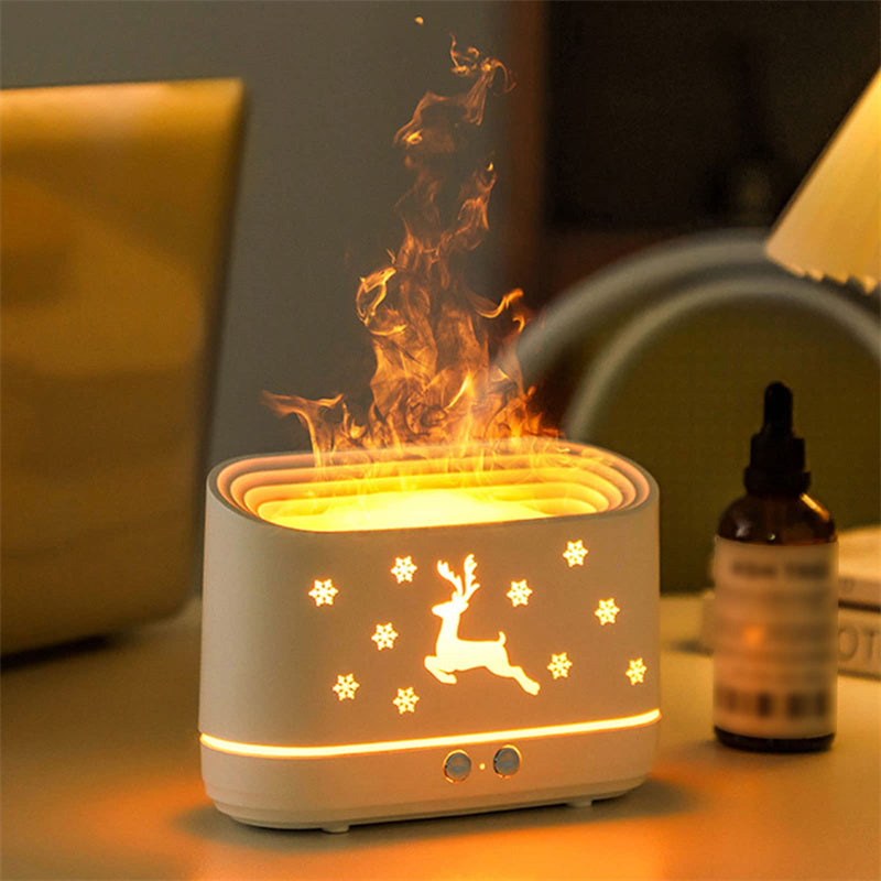 Flame Humidifier & Diffuser - Silent Atmosphere Lamp for Christmas & Home Decor